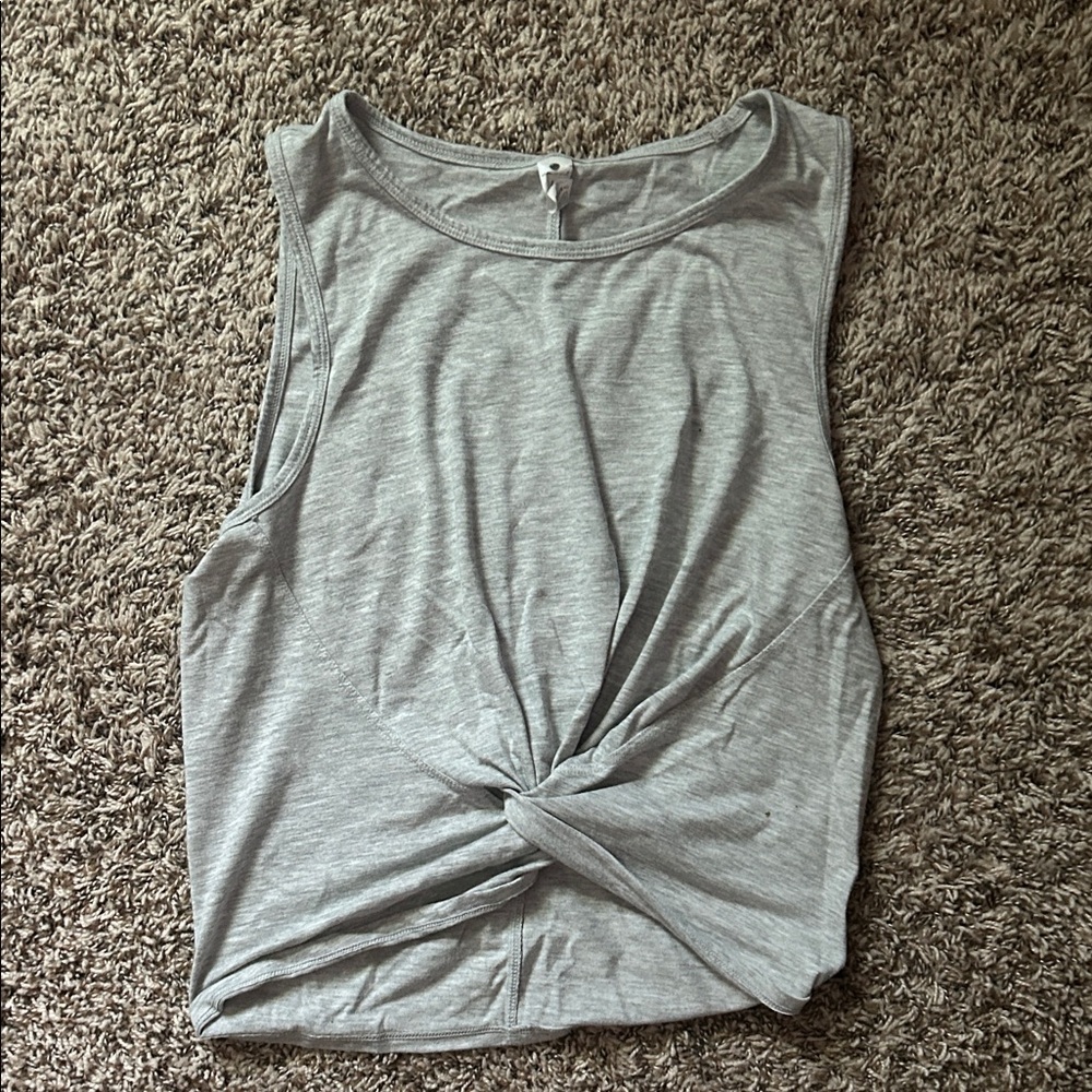 Yogalicious Light Gray Twist Knot Muscle Tee